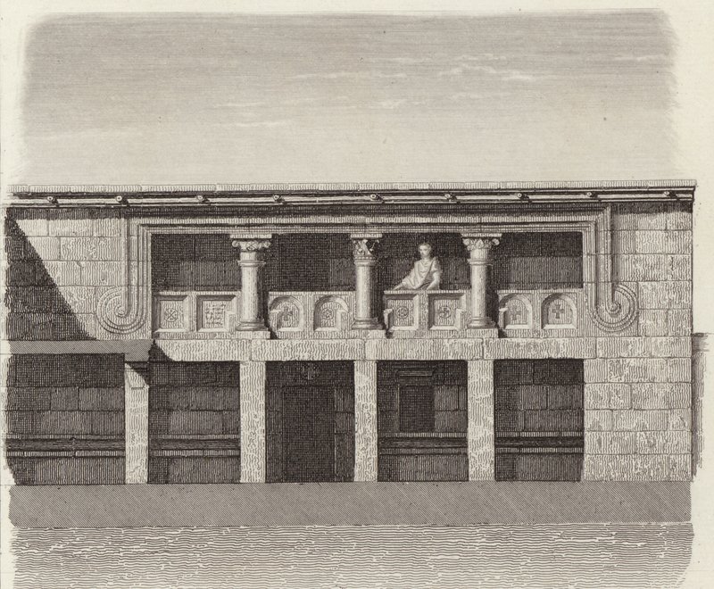 Cortile di una casa greca antica in Siria centrale. Illustrazione per Bilder-Atlas da German School