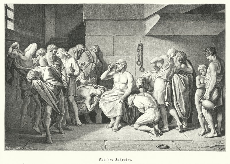 Morte del filosofo greco antico Socrate, 399 a.C. da German School