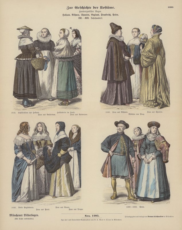 Costumi olandesi, boemi, spagnoli, inglesi, francesi e polacchi da German School