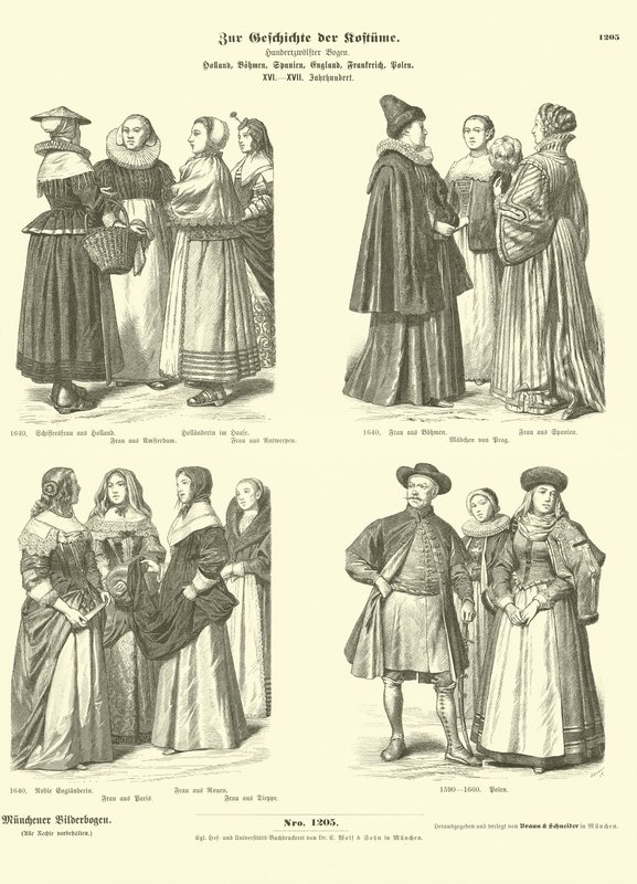 Costumi olandesi, boemi, spagnoli, inglesi, francesi e polacchi, XVI - XVII secolo da German School