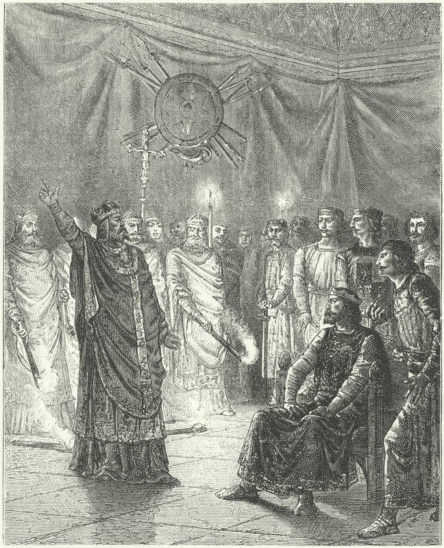 Edmondo Ricco, arcivescovo di Canterbury, minaccia re Enrico III con la scomunica da German School
