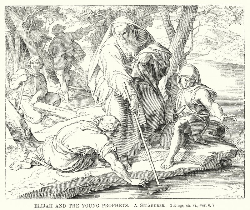 Elia e i giovani profeti, 2 Re, cap vi, versetti 6, 7 (incisione) da German School