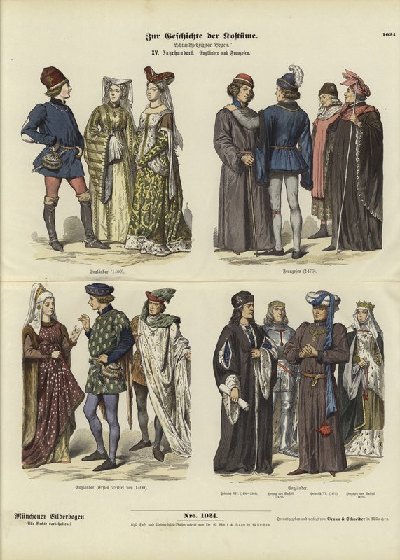 Costumi inglesi e francesi, XV secolo da German School