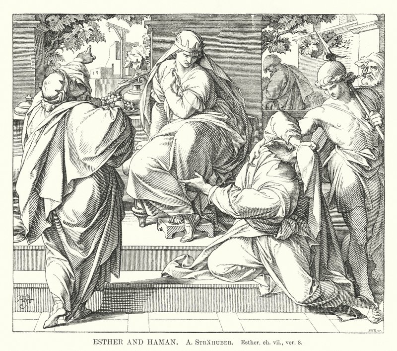 Ester e Aman, Ester, cap vii, versetto 8 (incisione) da German School