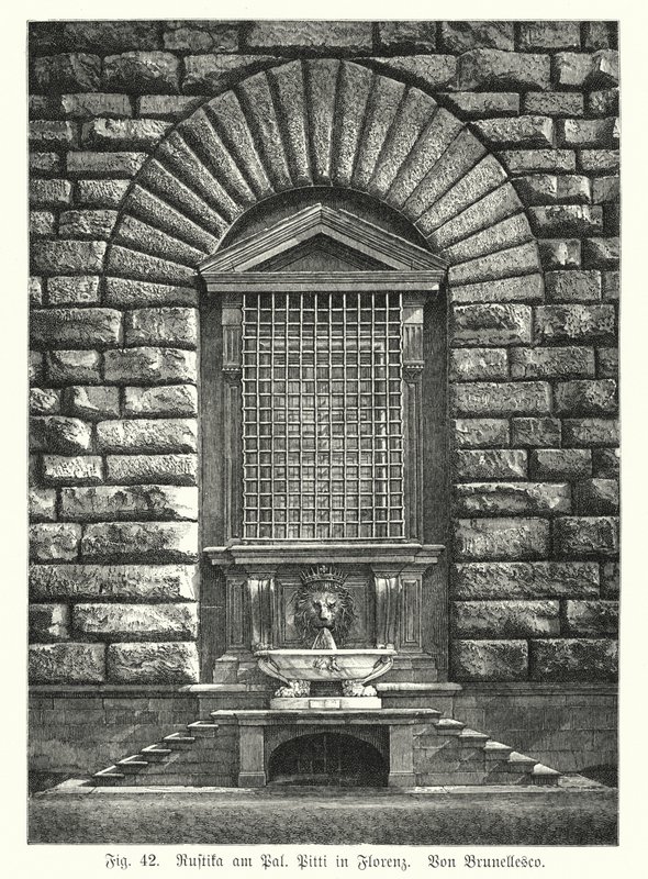 Esempio di rustificazione, di Filippo Brunelleschi, Palazzo Pitti, Firenze, Italia da German School