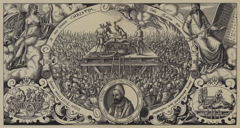 Esecuzione di Lippold ben Chluchim, Maestro della Zecca di Brandeburgo, Berlino, 28 gennaio 1573 da German School