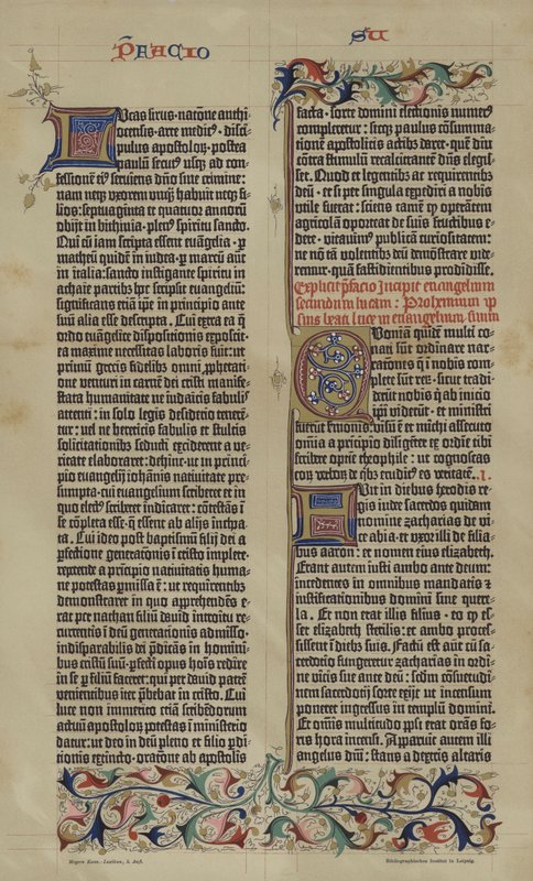 Facsimile della Bibbia latina a 42 linee di Johannes Gutenberg del 1455 da German School