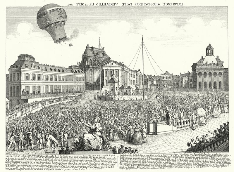 Volo del pallone dei fratelli Montgolfier a Versailles da German School