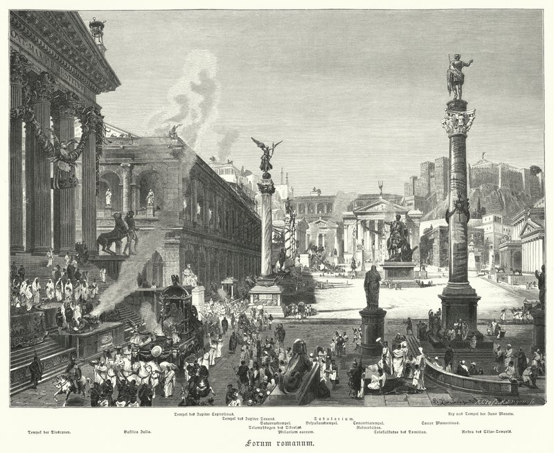 Foro Romano, antica Roma (incisione) da German School