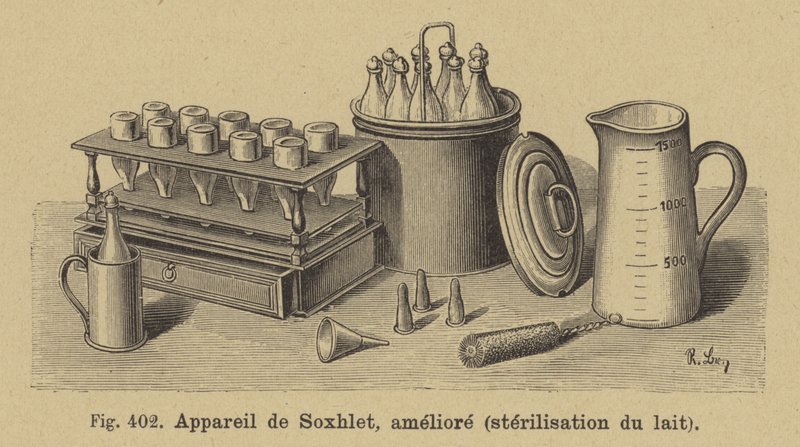 Apparato migliorato di sterilizzazione del latte di Franz von Soxhlet da German School