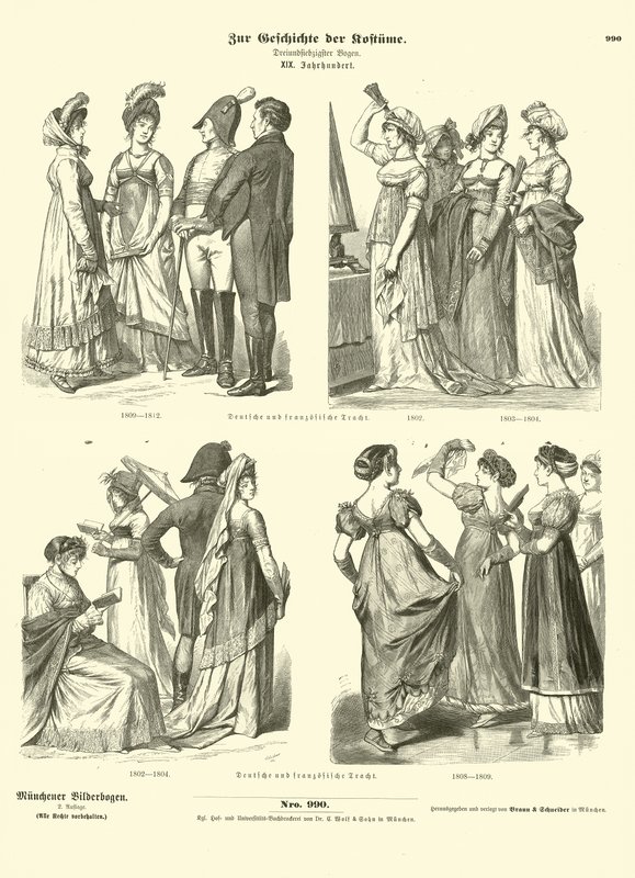 Costumi francesi e tedeschi, inizio XIX secolo da German School