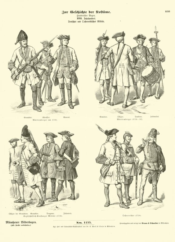 Uniformi militari tedesche e austriache, XVIII secolo da German School