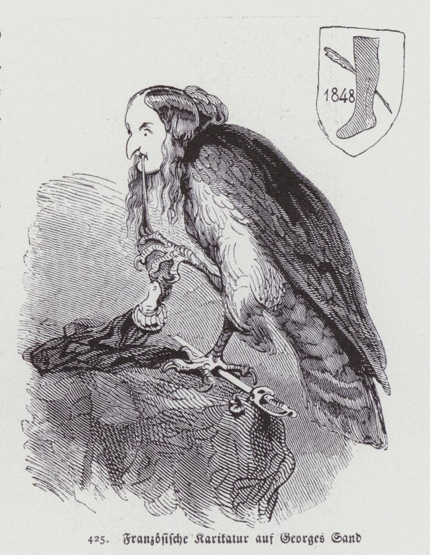 Caricatura tedesca della romanziera francese del XIX secolo George Sand (litografia) da German School
