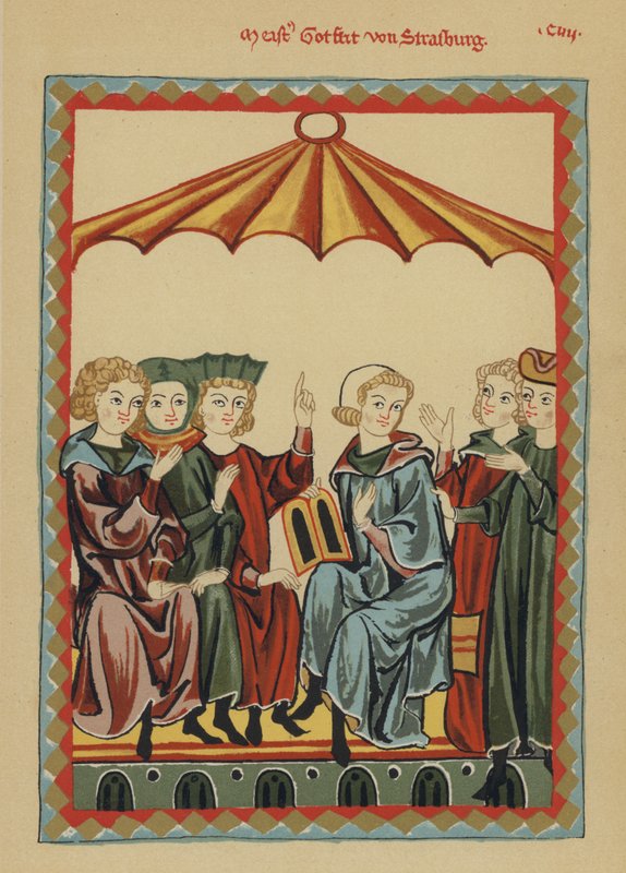 Gottfried von Strassburg, autore medievale tedesco del romanzo cortese Tristano da German School