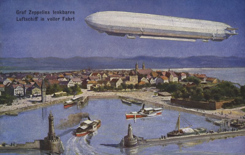 Dirigibile di Graf Ferdinand von Zeppelin in volo da German School