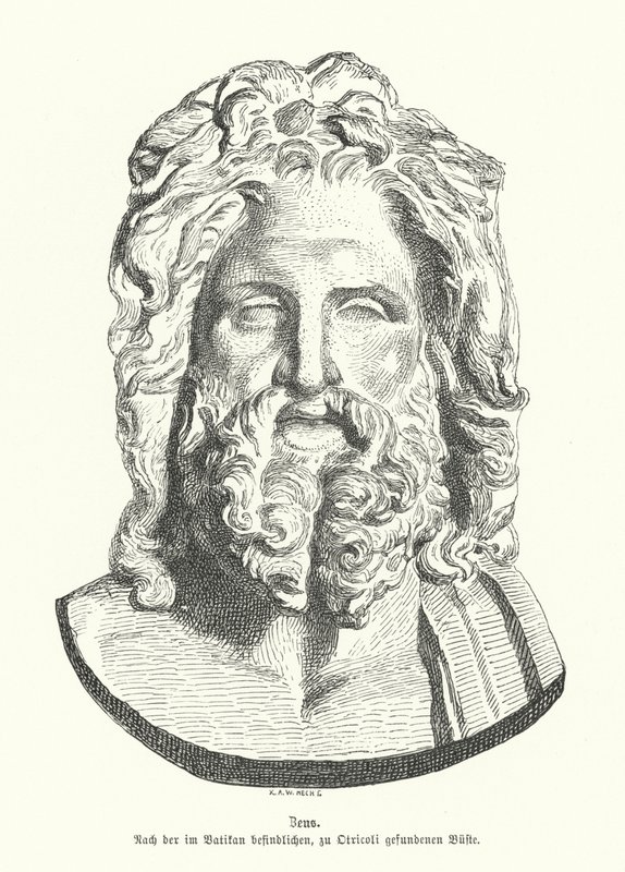 Testa di Zeus, dio greco antico da German School