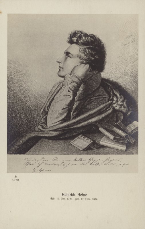 Heinrich Heine (1797-1856), poeta tedesco (litografia) da German School