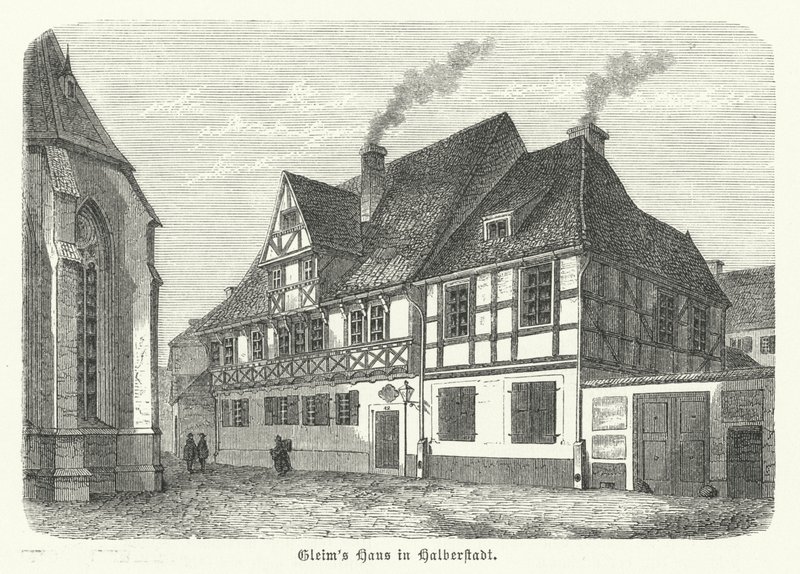 Casa del poeta Johann Wilhelm Ludwig Gleim, Halberstadt, Germania (incisione) da German School