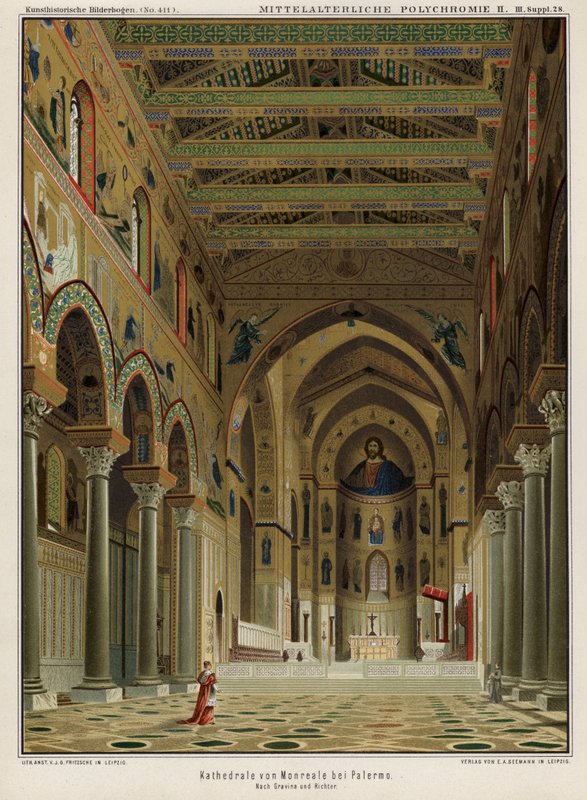Interno della Cattedrale di Monreale, Palermo, Sicilia, Italia da German School