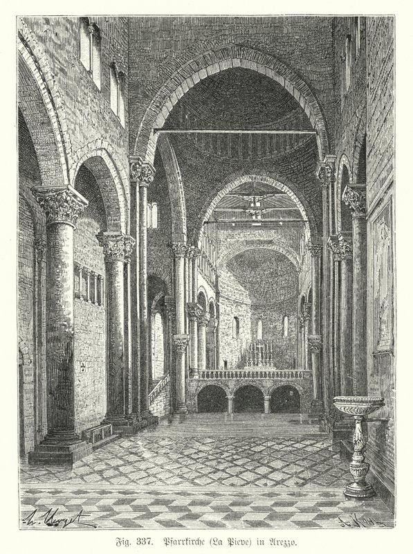 Interno della Chiesa di Santa Maria della Pieve, Arezzo, Italia da German School