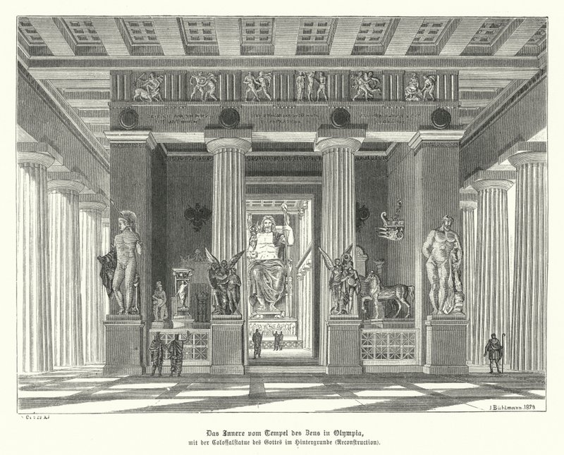 Interno del Tempio di Zeus a Olimpia, Antica Grecia da German School