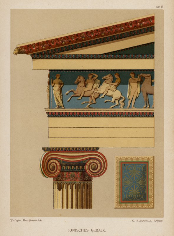 Entablatura ionica, architettura greca antica da German School