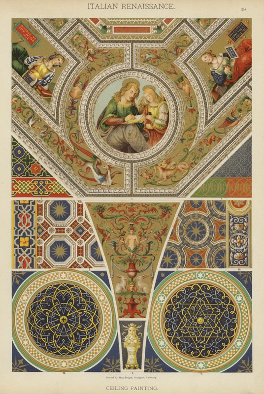 Rinascimento italiano, Pittura di soffitti (litografia a colori) da German School