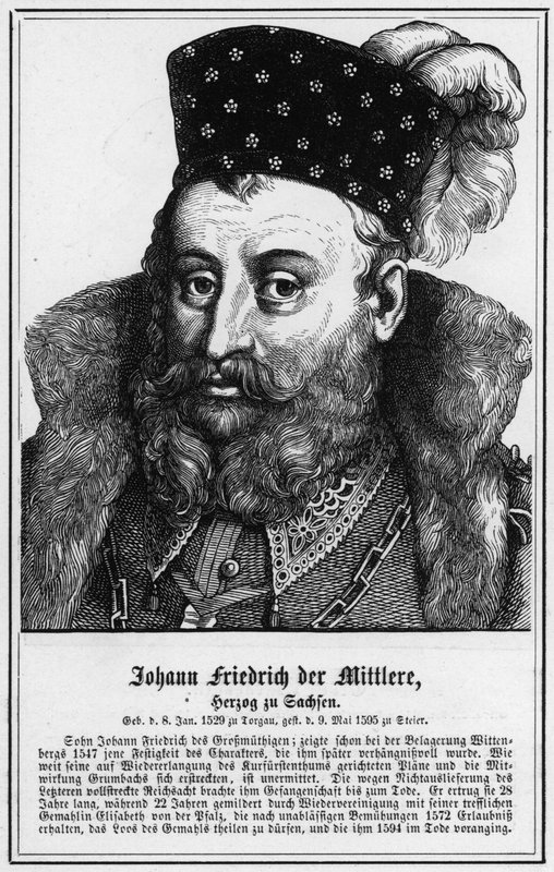 Johann Friedrich il Medio, Duca di Sassonia (incisione) da German School