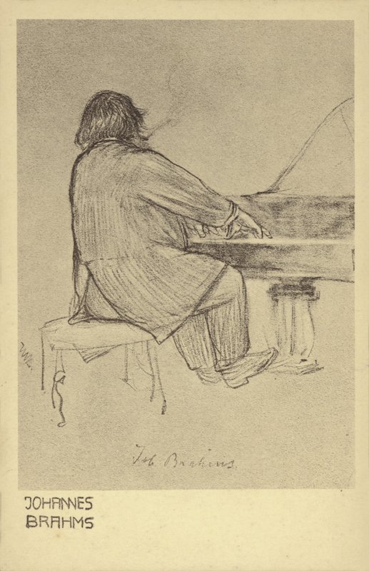 Johannes Brahms che suona il pianoforte da German School