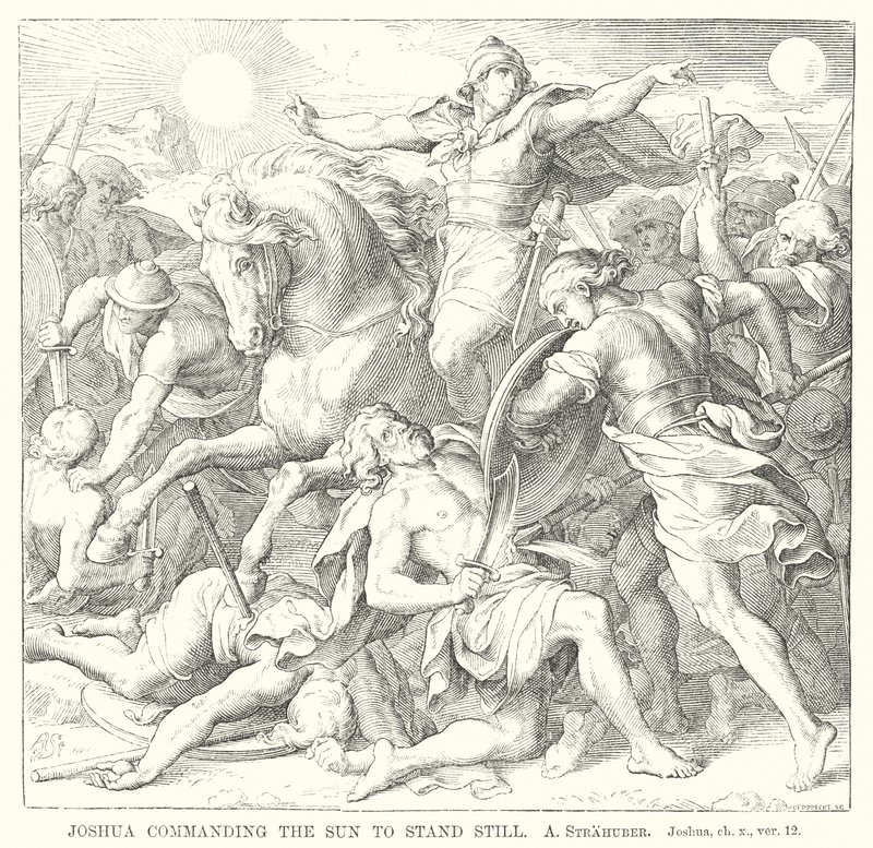 Giosuè comanda al sole di fermarsi, Giosuè, cap x, versetto 12 (incisione) da German School