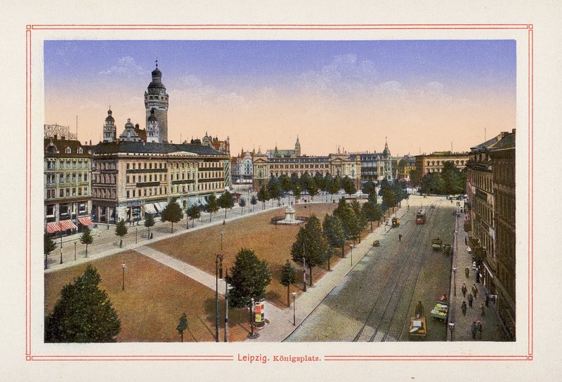 Lipsia, Konigsplatz (litografia a colori) da German School