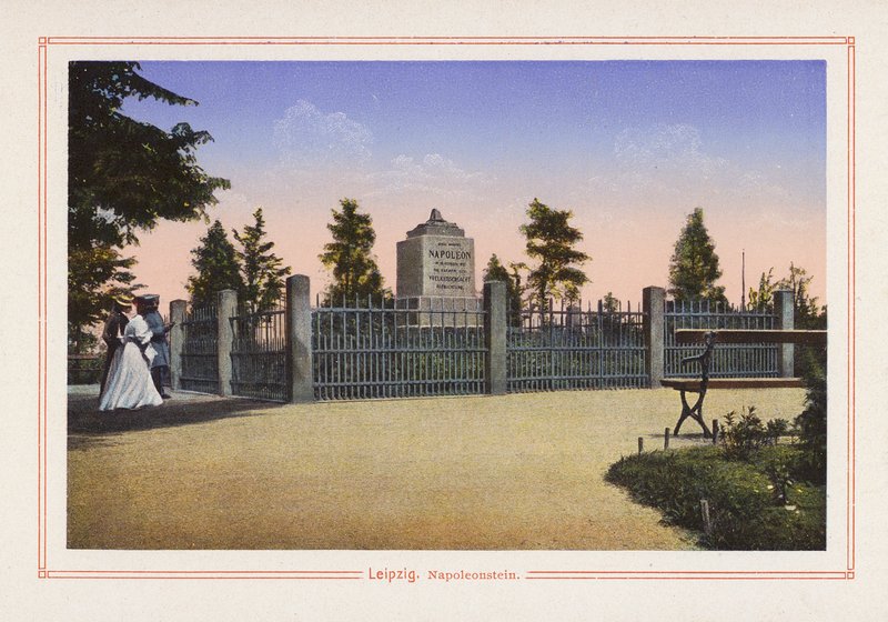 Lipsia, Napoleonstein (litografia a colori) da German School