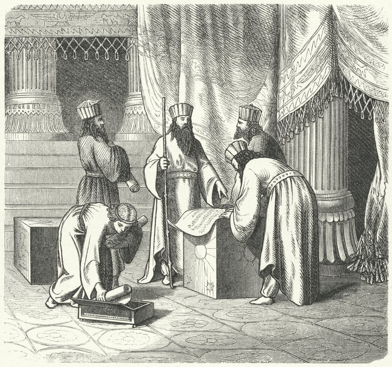 Magi, sacerdoti zoroastriani persiani (incisione) da German School