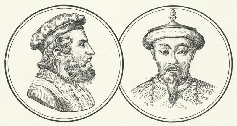 Marco Polo e Kublai Khan (incisione) da German School