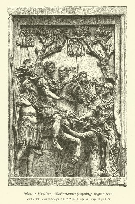 Marco Aurelio che perdona i capi marcomanni (incisione) da German School