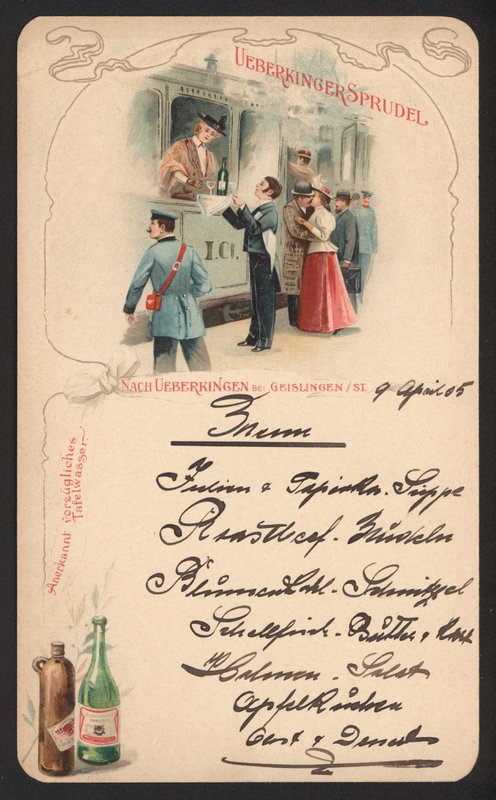 Carta del menu che pubblicizza l