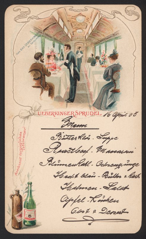 Carta del menu che pubblicizza l