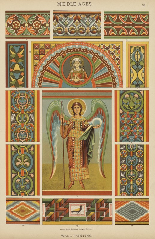 Medioevo, Pittura murale (litografia a colori) da German School