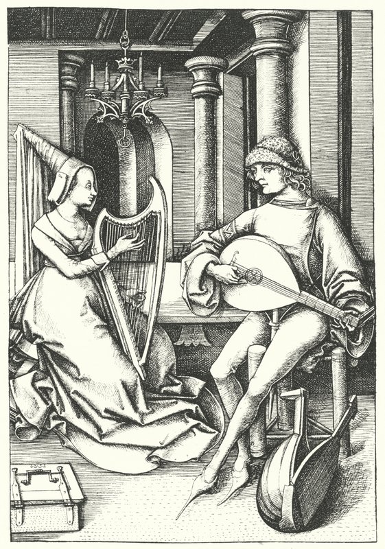 Musicisti che suonano il liuto e l