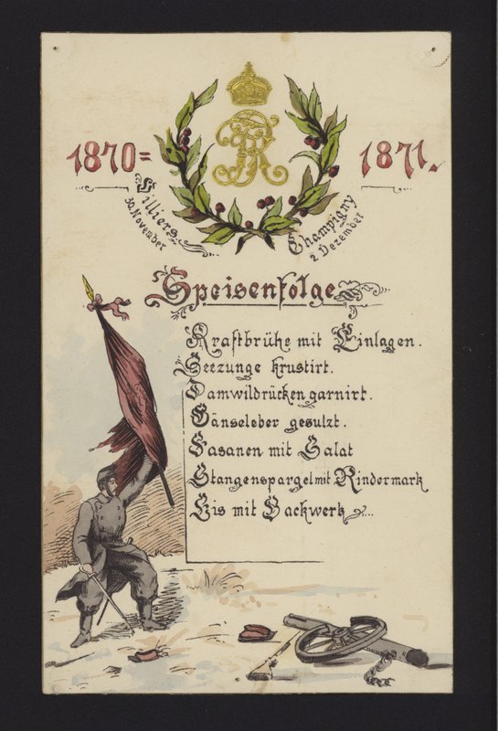 Banchetti di Capodanno tenuti dagli occupanti tedeschi a Villiers e Champigny, Parigi, 30 dicembre 1870 e 2 gennaio 1871 da German School