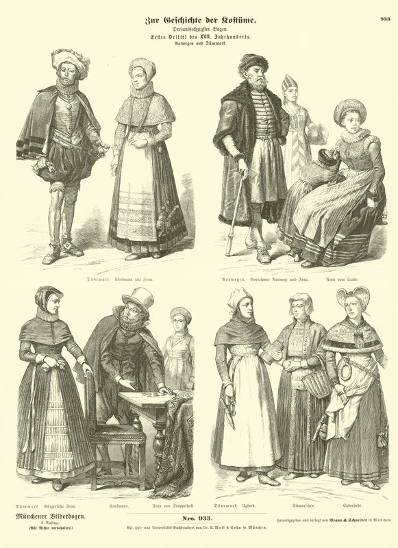 Costumi norvegesi e danesi, inizio XVII secolo da German School