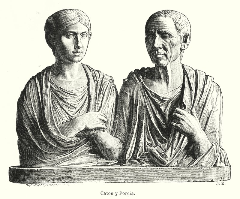 Porcia e Catone, lapide romana antica da German School