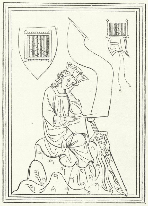 Ritratto del poeta lirico medio alto tedesco Walther von der Vogelweide dal Codex Manesse (incisione) da German School