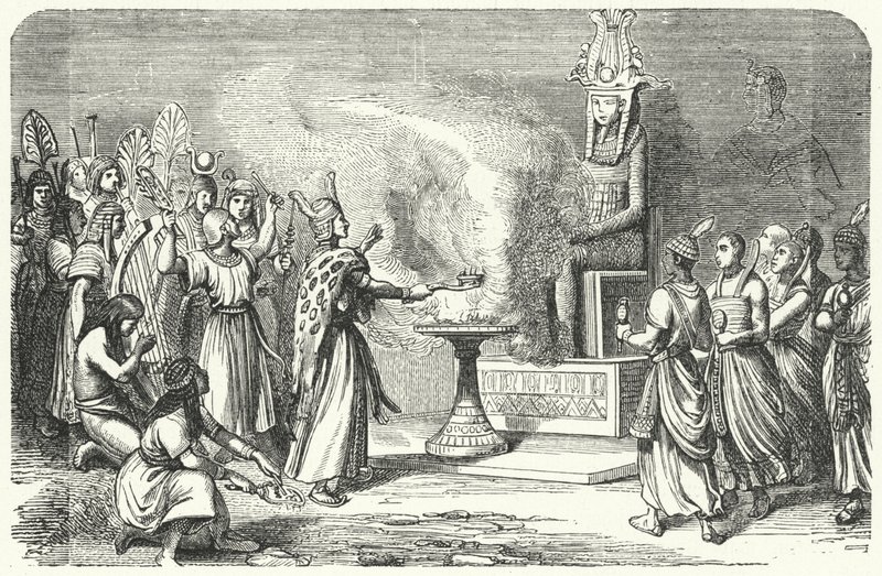 Sacerdoti che eseguono un sacrificio nell