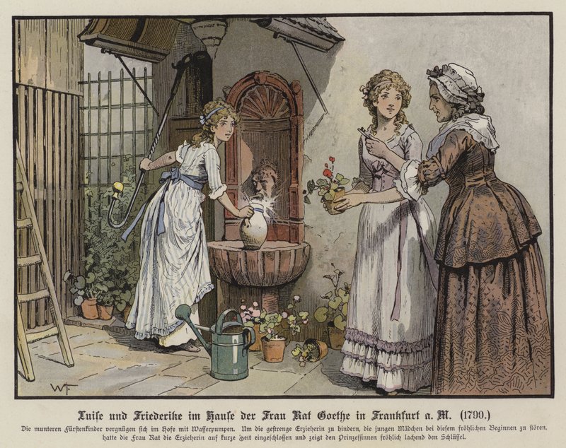 Principesse Louise e Frederica di Mecklenburg-Strelitz a casa di Frau Goethe a Francoforte da German School