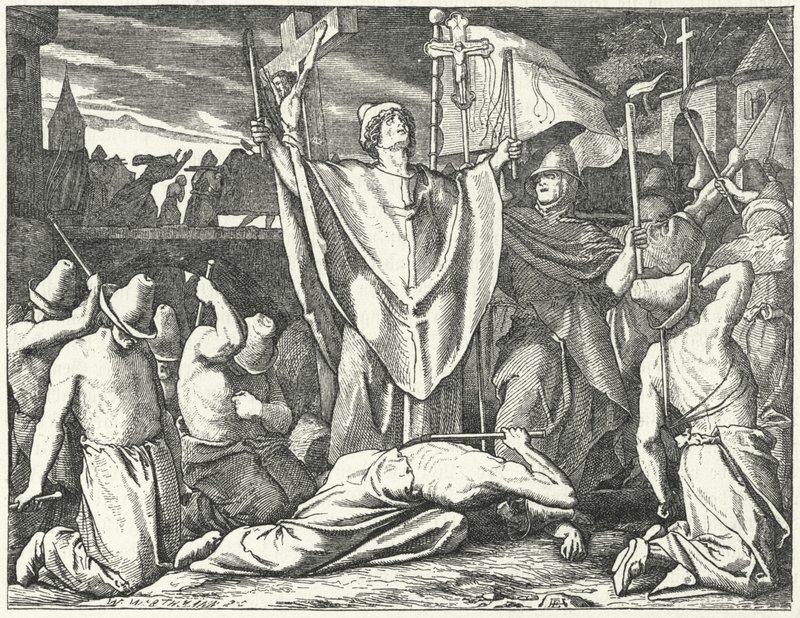 Processione di una confraternita flagellante (incisione) da German School