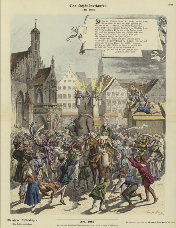 Processione dello Schoenbartlaufen, Norimberga, Germania, 1349-1539 da German School