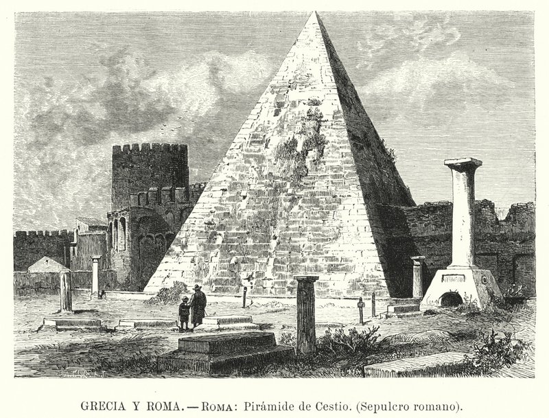 Piramide di Cestio, tomba di Gaio Cestio, Roma da German School