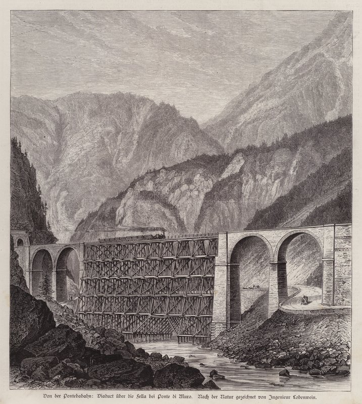 Viadotto ferroviario sul fiume Fella a Ponte di Muro, Friuli, Italia da German School