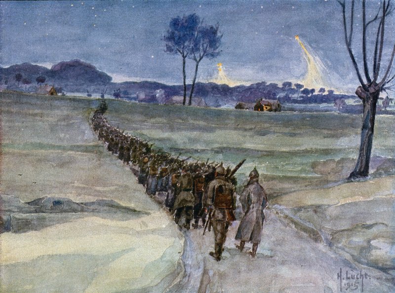 Rinforzi in arrivo per le trincee, Ypres da German School